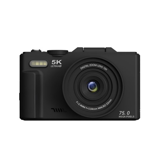 CASTU WD08 PRO 5K Ultra HD 75MP Wi-Fi 18X Dijital Zoom Menteşeli Ekranlı Dijital Kamera Siyah