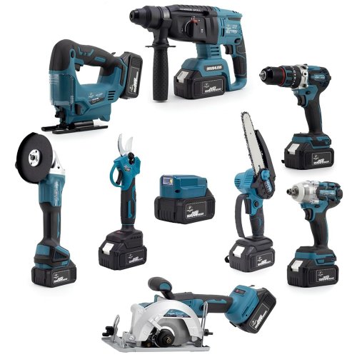 DW EEA388 Akülü 9 Lu Set (Power Bank ve Led + Kırıcı Delici Matkap + Avuç taşlama + Somun Sıkma + Vidalama + Sunta Kesme + Dekupaj + Budama Testeresi + Budama Makası)