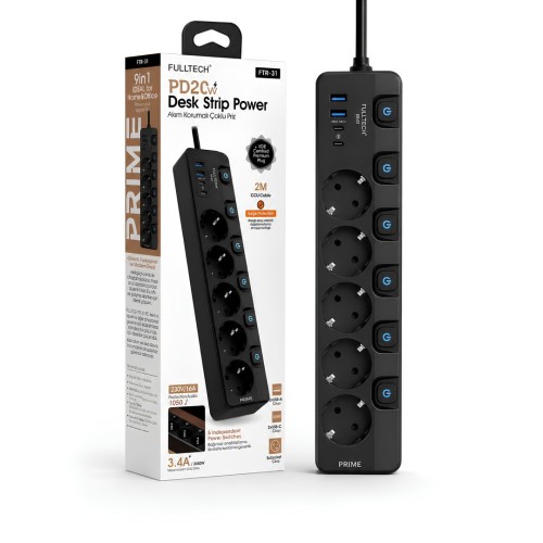 FULLTECH FTR-31 5’li Akım Korumalı Priz USB-C PD20W
