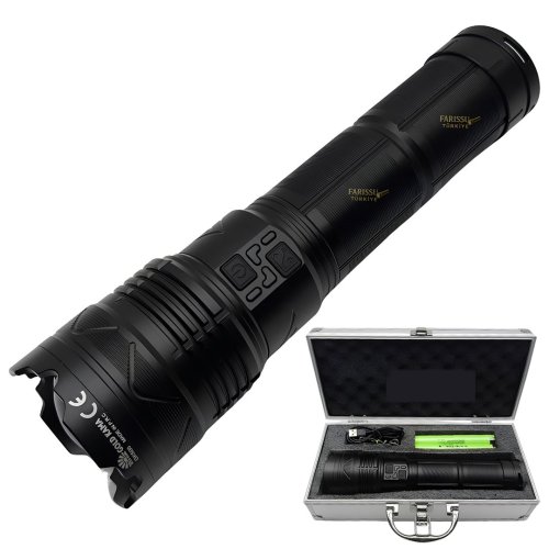 Gold Kama GK500 Profesyonel 15000 Lümen Şarjlı Avcı El Feneri 30400 mAh Ultra Güçlü Zoomlu Profesyonel Fener Seti