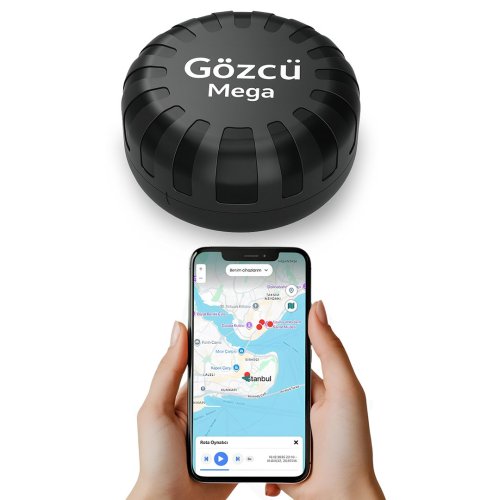 Gözcü Mobil Mega GM001 Profesyonel GPS Takip Cihazı – iOS ve Android Uyumlu Araba, Motor, Valiz, Evcil Hayvan Mıknatıslı Takip Cihazı (Siyah)