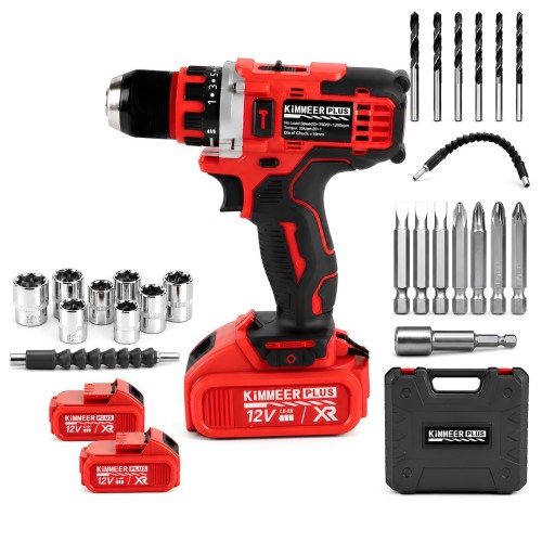 KİMMER PLUS KM0101K 12V Metal Şanzıman Şarjlı Matkap 24 Parça Set