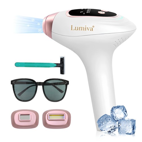 Lumiva LV001 Buz Soğutmalı Ev Tipi IPL Lazer Epilasyon Cihazı 9 Seviye 3 Mod 2 Başlık Cilt Gençleştirme ve Akne Azaltma Modu