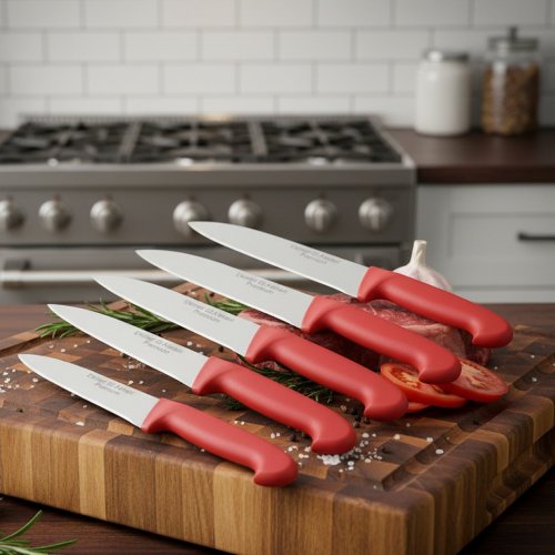 PH025 Plastik Saplı Premium Paslanmaz Çelik 5 li Kasap Ve Mutfak Bıçağı Seti