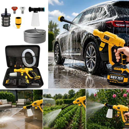 Prohummer PH334 Profesyonel Kömürsüz Yüksek Basınçlı Çift Akülü Oto Araba Yıkama, Sulama, İlaçlama Makinesi, Araç Yıkama