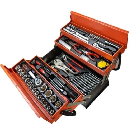 Profesyonel PH223 Katlanır 5 Gözlü Metal Takım Çantası 81 Parça