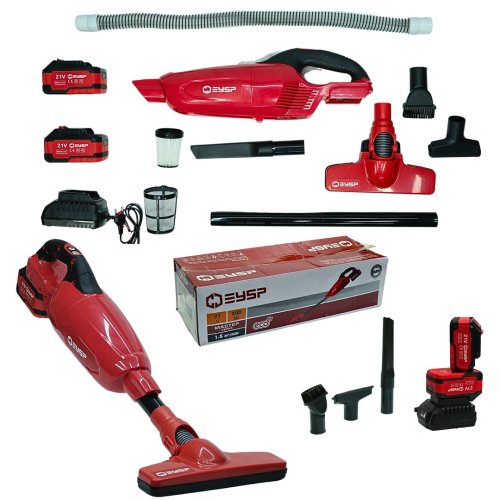Prohummer EYSP PH293 21V Çift Bataryalı Şarjlı El ve Dikey Süpürge Araba ve Ev Temizlik Seti + Zengin Aparatlar