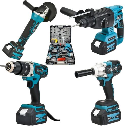 Prohummer PH093 Profesyonel Şarjlı Ultra 4lü Set Takımı Kırıcı Delici Somun Sıkma Taşlama ve Vidalama Matkap 58vf