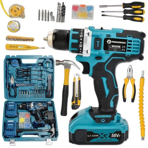 Prohummer PH096 Full Set Çelik Gövde 58vf Çift Akülü Vidalama Matkap Mavi