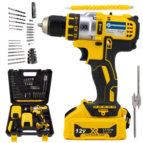 Prohummer PH239 Akülü Xr Darbesiz Vidalama Çift Batarya 12V Matkap Seti 3P (Sarı)