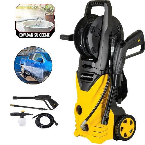 Prohummer PH271 Elektrikli 150 Bar Musluk ve Kovadan Su Çekme Yüksek Basınçlı Bahçe, Oto Yıkama, Araç Yıkama Makinesi (Sarı)
