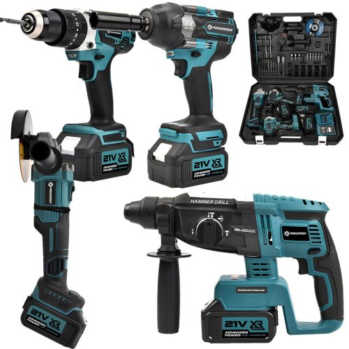 Prohummer PH277 Profesyonel 21V 2ah Akülü 4lü Set 800Nm Somun Sökme, Vidalama Matkap, Kırıcı Delici Hilti ve Avuç Taşlama