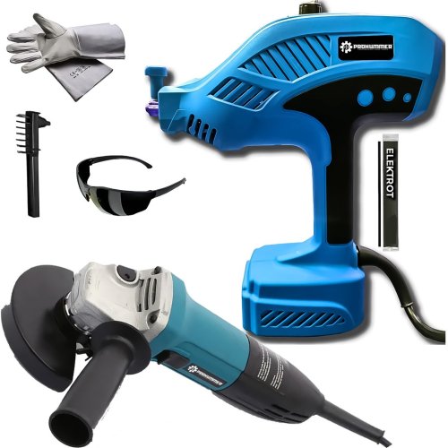 Prohummer PH286 Elektrikli 125mm Devir Ayarlı Avuç Taşlama ve Elektrikli El Tipi İnvertör Arc Kaynak Makinesi (Mavi)