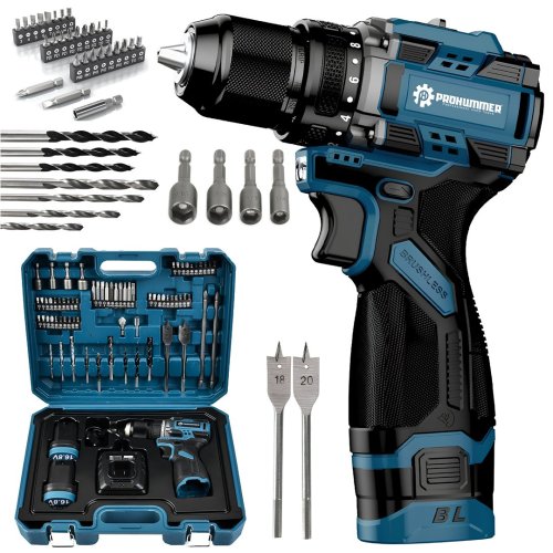 Prohummer PH290 Yeni Akülü Kömürsüz Armut Batarya Vidalama Matkap Seti Çantalı 70 Parça 16V 2Ah