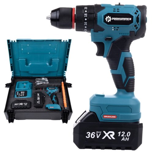 Prohummer PH297 Kömürsüz Motor 36Vf 5ah Metal Mandren Vidalama Matkap Seti 10p