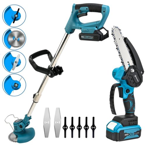 Prohummer PH301 2li Bahçe Seti Çift Akülü Şarjlı Ot Çalı Çim Kesme Tırpan ve 15cm Şarjlı Dal Budama Zincirli Testere