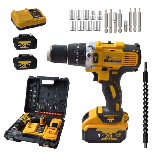 Prohummer PH031 88vf Darbeli Şarjlı Matkap Seti (Sarı)